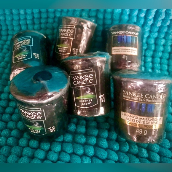 6 Halloween Yankee votive sampler candles witches brew dreamy summer night black - Picture 1 of 2
